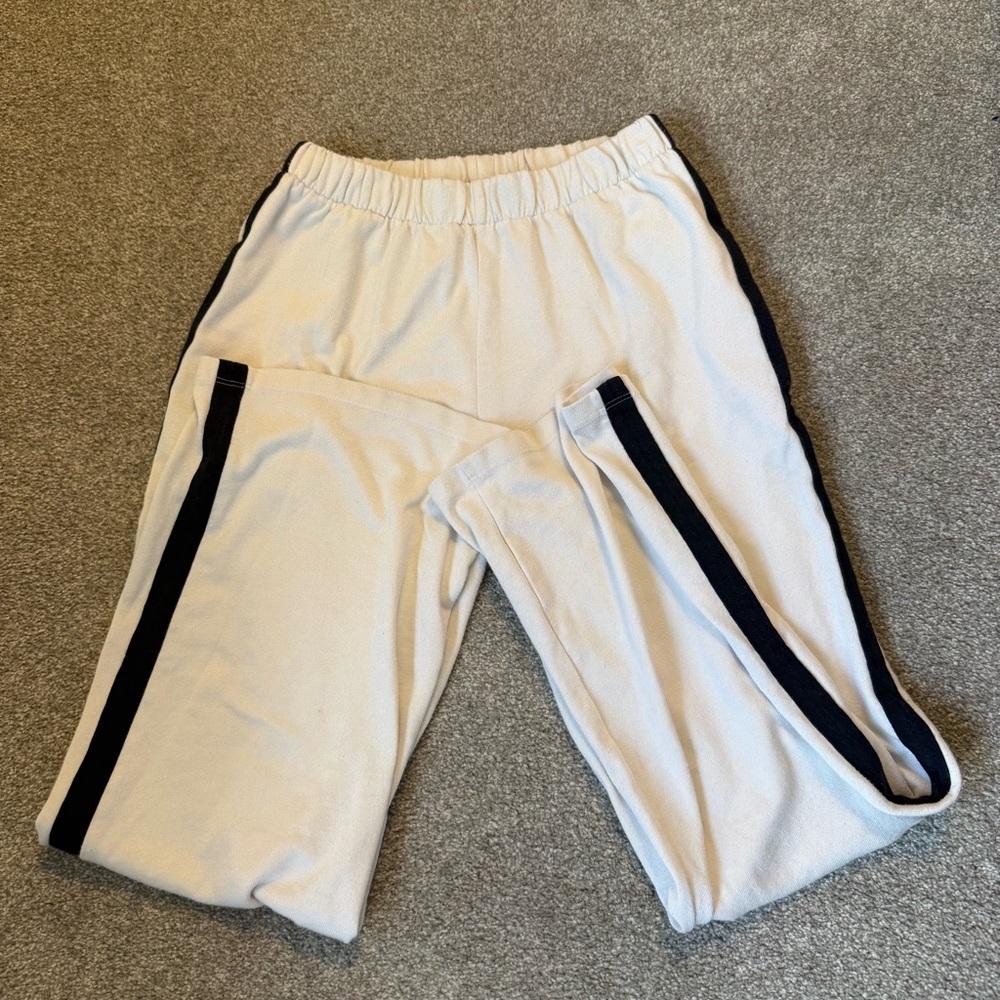 women’s cream and navy sweatpants